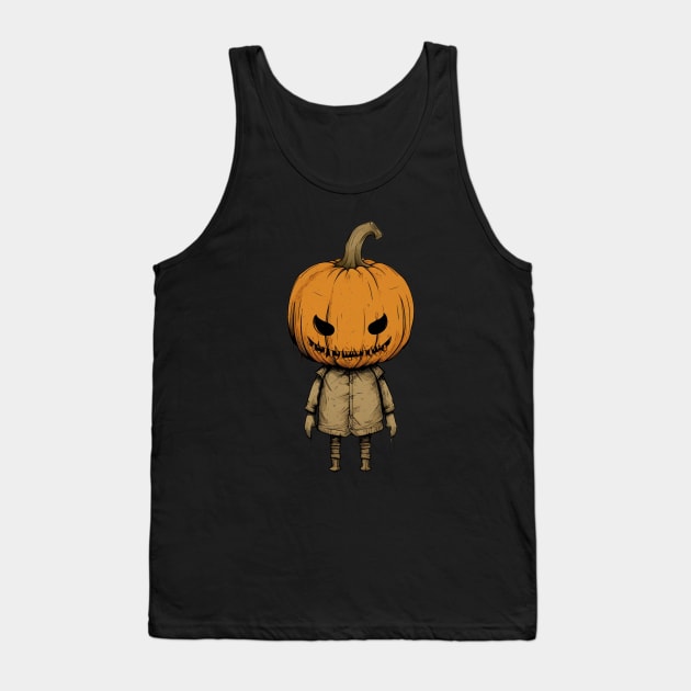 Evil Pumpkin Doll Halloween Tank Top by FrogandFog